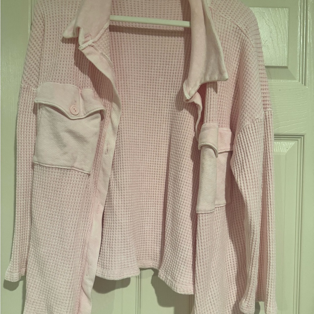 Pink Waffle Knit Jacket